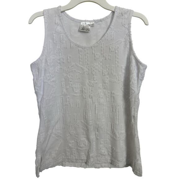 Parsley & Sage White Sleeveless Abstract Textured Top Size Medium Boho Lagenlook - Picture 1 of 8